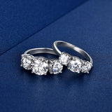 925 Sterling Silver 3 Stone  2CT 4CT D Color Moissanite Engagement Promise Ring