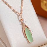 Personality 14K Filled Rose Gold Oval Mist Green AAA Zircon Pendant - Luxury Necklace for Women Party Jewellery