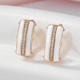 Glossy Simple Stylish AAA Zircon Diamonds Full Paved 14K Rolled Rose Gold Earrings For Women - Fine Jewellery