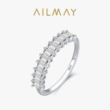 Emerald Cut Rectangle AAAA Lab Created Diamond 925 Silver Fashion Luxury Rings