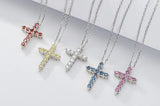 Sparkling 1.1ct 3mmX11 Round Cut D VVS1 Moissanite Diamonds Silver Christian Religious Cross Necklace Fine Jewellery - The Jewellery Supermarket