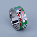 Creative Green Flower Fashion Handmade Enamel AAA Zircon Bird Shape Ring
