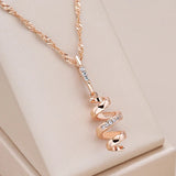 14K Rolled Gold Spiral Design Simple Geometric Pendant And Necklace Fashion Jewellery