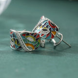 Vintage Chic Design Multicolour Handmade Enamel Hoop Delicate Earrings