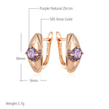 New Arrival French Design Bling 14K Rolled Rose Gold AAA Purple Zircon Crystals Earrings - Glossy Party Jewellery