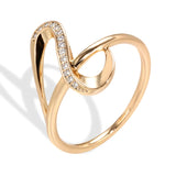 New Design Fashion Rolled 14K Rose Gold White AAA Zircon Diamonds Geometric Ring,  High Quality Fine Jewellery