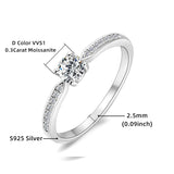 Exquisite Cute Four Claw GRA Certified 0.3 CT Sterling Silver Moissanite Rings High Quality Jewelry Gift