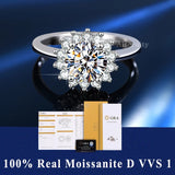 S925 Silver D VVS1 100% Real Moissanite Ring Adjustable Size Pass Diamond with GRA Certificate 18K Plating Rings