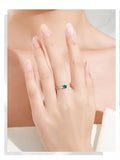 Vintage 925 Sterling Silver AAAA Lab Created Diamond AAAA Green Zircon Rings