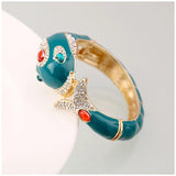 New Unique Design 6 Colours Gold Plated with Full AAA Rhinestones Dolphin Animal Enamel Statement Bracelet Bangle - The Jewellery Supermarket