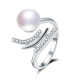 Amazing Multicolour Freshwater Cultured Pearls AAA Zircon Diamonds Silver Rings