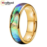Multicolor Abalone Shell Inlay Domed Polished 4/6/8MM Men Women Tungsten Rings