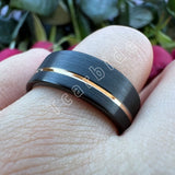 Excellent Offset Grooved Brushed 8MM Tungsten Wedding Rings for Men Women