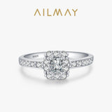 Luxury 925 Sterling Silver AAAA Lab Created Diamonds Rectangle Ring Fine Jewellery