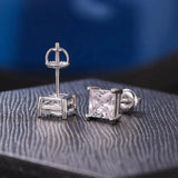 Dazzling 0.3~3.0ct Princess Cut Moissanite Diamonds 925 Silver Stud Earrings