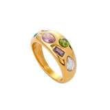 14K Gold Plated Multicolour Cubic Zirconia Diamonds Ring for Women - Fashion Jewelery