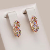 Full Shiny Colourful 14K Filled Rose Gold AAA Zircon Crystals Huggie Earrings, Fashion Party Girls Daily Jewellery