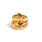 18K Gold ColorStainless Steel  Plated Finger Jewelry Zirconia Setting Creative Stacking Ring
