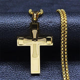 Cross Christian Church Prayer Necklace - Stainless Steel Gold Colour Bible Amulet Necklaces Jewellery - The Jewellery Supermarket