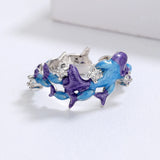 Charming Irregular Blue Purple Handmade Enamel 925 Stamps Fashion Rings