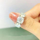 3 Stones 2/4CT D Colour Moissanite Diamonds Rings for - Luxury Sparkling Silver Wedding Jewellery with Certificates