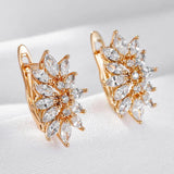 Dazzling 14K Rolled Rose Gold AAA Zircon Damonds Drop Luxury Earrings For Women - Fashion Wedding Party Jewellery