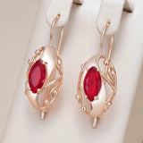 14K Filled Gold Retro Red AAA Zircon Crystal Drop Earrings  Fine Ethnic Jewellery