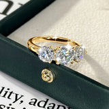Amazing Three Stone Ring 8mm&6.5mm VVS1 D Colour Round Moissanite Fine Ring
