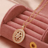 Luxury Vintage Design Rolled 14K Rose Gold AAA Zircon Diamonds Necklace For Women  - Classic Jewellery