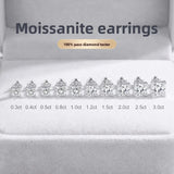 Dazzling 0.3~3.0ct Princess Cut Moissanite Diamonds 925 Silver Stud Earrings