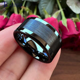 Polished Brushed Multicolor 10/12mm Mens Big Tungsten Engagement Wedding Ring