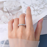 GRA Certified 3mm Round Half Eternity Moissanite Diamonds Rings for Women 925 Silver Engagement Wedding Jewellery