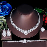 New 4pcs Luxury Shiny Paved Full AAA+ Cubic Zirconia Diamonds Bridal Wedding Evening Jewellery Set for Women - The Jewellery Supermarket