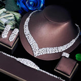 New 4pcs Elegant Shiny AAA+ Cubic Zirconia Diamonds Luxurious Bridal Wedding Banquet Jewellery Set for Women - The Jewellery Supermarket