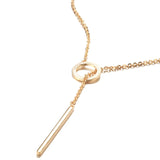 Unique Circle and Stick Rolled 14K Rose Gold Women's Necklace, Simple Trendy Fine Jewellery Glossy Necklace