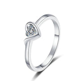 White Champagne Gold Plated Heart Shape Moissanite Diamonds Rings For Women 925 Sterling Silver Wedding Fine Rings