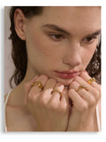 18K Smooth Stainless Steel AAA Zirconia Diamonds Round Square Delicate Trendy Ring