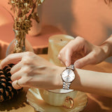 Elegant Fashion Green Malachite Dial Casual Ladies Watches - Stainless Steel Strap Waterproof Quartz Wristwatches