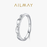 New Design Sterling Silver Trendy Geometric Design AAAA Lab Created Diamond Ring