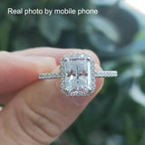 Brilliant 2/1CT Radiant Cut VVS1 D Colour Moissanite Diamonds Silver Engagement Ring