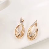 14K Gold Filled Fashion Trendy AAA Zircon Diamonds Hollow Drop Vintage Earrings