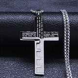 Cross Christian Church Prayer Necklace - Stainless Steel Gold Colour Bible Amulet Necklaces Jewellery - The Jewellery Supermarket