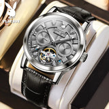 Luxury Brand Fashion Automatic Mens Watches Leather Strap Business Waterproof Original Mechanical Wristwatches