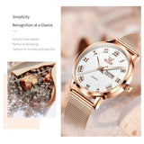 Top Brand Elegant Rose Gold Mesh Strap Classic Dual Calendar Quartz Watches for Women, Watches to suit every occasion