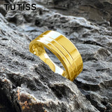 Offset Lines Polished 8mm Original Color Tungsten Wedding Ring for Men Women