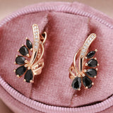 14K Filled Gold AAA Black Zircon Crystals Clip Drop Statement Earrings Fashion Jewellery