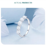 Elegant 925 Silver Pearls Double Layer White Gold P. AAA Zircon Diamond Rings