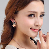 New Minimalist Fashionable Crystal Geometry Long Necklace Personalized Versatile Pendant Necklace Earring Set - The Jewellery Supermarket