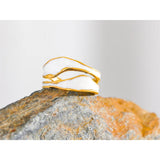 18K Gold Plated Fashion White Enamel Creative Irregular tainless Steel Open Stylish Ring