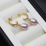 Quilted Half-Hoop Freshwater Multicolour Pearl 18KGP Stud Drop Earrings